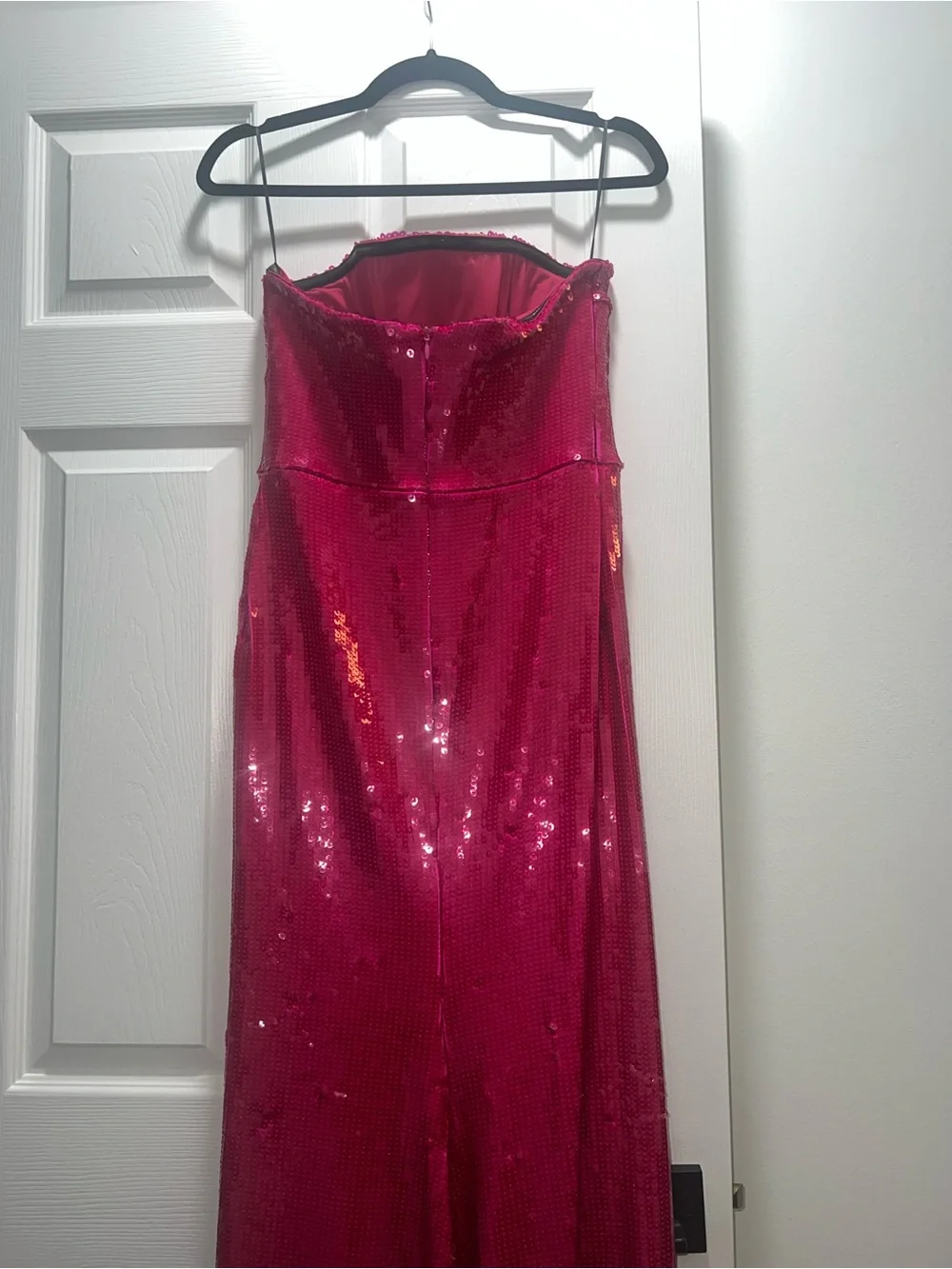 LaQuan Smith Hot Pink Sequin Strapless gown